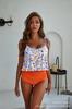 Exportación Transfronteriza 2025 Nuevo Traje de Baño con Volantes para Mujer Europea y Americana de Cintura Alta que Cubre el Vientre Bikini Tie-Dye