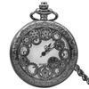 Venta Caliente Transfronteriza Retro Bronce Plata Negro Engranaje Vintage Reloj de Bolsillo Creativo Reloj de Bolsillo con Números Grandes