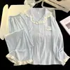 Pijama cálido engrosado con volantes para mujer, temporada de otoño e invierno, cárdigan, color liso, suave y esponjoso, ropa de casa con terciopelo, se puede usar afuera