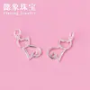 Colgante Hueco de Gatito Lindo en Plata S925 Accesorios de Collar de Plata Moda Japonesa y Coreana