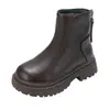 Botas Martin 2026 outono e inverno novas botas curtas infantis, botas de couro acolchoadas para meninas, botas de neve para crianças de médio e grande porte, botas versáteis