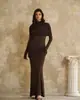 Comercio Exterior Ropa Europea y Americana para Mujer 2026 Otoño/Invierno Nuevo Estilo Temperamento Elegante Manga Larga Ajustado al Cuerpo Ceñido a las Caderas Vestido con Volantes Cola de Pez Mujer