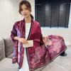 Primavera e Outono Novo Li Jin Forjado Cachecol Mil Li Jiangshan Figura Impressa Cetim Protetor Solar Cachecol Tinta Estilo Chinês Feminino All-Match