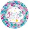 Mm211 Set de Fiesta Sinfonía de Sirena Festival Temático de Sirenas Set de 4 Piezas para 8 Personas de Platos de Papel, Servilletas de Papel, Vasos de Papel