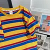 Oferta Especial [Foto Real de Rayas Teñidas en Hilo de Algodón al 95% + Cuello de Sorona + Adorno de Canalé en los Hombros] Talla Extra Grande 150 kg Camisa de Manga Corta a Rayas