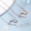 S925 prata esterlina amor arco colar meninas anel duplo clavícula cadeia design criativo pingente simples fabricantes atacado