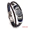Pulsera de Cuero Tejida a Mano Nueva de Gran Venta Transfronteriza Anillo de Aleación Personalizado Creativo Decoración Pulsera Estilo Retro