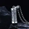 Collar colgante caja gawu con mantra de seis palabras retro de plata de ley S925 para hombre y mujer, joyería personalizada igual