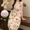 2026 Nuevo Camisón de Verano sin Mangas con Copas Integradas, Estilo Celebridad de Internet, Puro y Sexy, Fresco y de Longitud Media para Casa