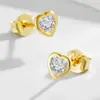 Pendientes de Plata de Ley S925 con Circonita en Forma de Corazón Estilo Normcore para Mujer Europeos y Americanos Frescos y Dulces Nicho Elegantes de Alta Gama