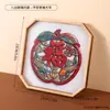 Estética Oriental Bandeja Octagonal de Madera Fondo de Vidrio Caligrafía Auspiciosa Posavasos para Tazas de Té Bandeja de Almacenamiento para Pasteles Artesanías