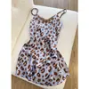 Camisón de Encaje con Estampado de Leopardo Bloqueado por Color, Dulce, Sexy y Atractivo, para Mujer, Nuevo Estilo Otoño, Vestido con Tirantes Finos y Cuello en V, Ropa de Casa