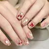 Unhas Vestíveis 3D Estéreo Cereja Laço Bolinhas Olho de Gato Médias Longas Quadradas Lindas Unhas Menina Doce Removíveis Unhas Postiças Produto Acabado