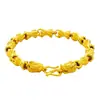 Pulseira com Cabeça de Dragão Dourada Areia Dourada Arejada Sólida Estilo Doce Pulseira Masculina Dourada de Areia Vietnamita Joia Acessório Popular Transfronteiriço para Mulheres