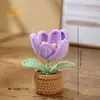 Planta em vaso mini tulipa de crochê, ornamento floral artificial de tricô feito à mão para mesa, presente, suporta personalização