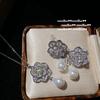 Guirnalda de Princesa Sirena Collar de Perlas de Gema Concha de Mar Profundo de Tahití Cuentas Pendientes de Circonita Cuadrada Gruesa Anillo