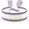 Pulsera de estilo étnico bohemio bordada con cinta, pulsera de moda con cinta de color, correa de muñeca tejida, pulsera genial para parejas