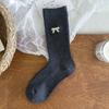 Calcetines sin costuras 2025 para mujer con lazo bordado a doble aguja, calcetines de media pantorrilla para primavera y verano, calcetines holgados lindos estilo japonés y coreano para mujer
