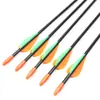 Flechas de Fibra de Vidro Kidsren de 7 mm com Ponta Redonda, Flechas de Fibra de Vidro para Prática e Treinamento, Flechas para Arco Recurvo, 73 cm de Comprimento