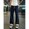 Pantalones cargo de color blanco roto estilo American high street para mujer, pantalones de baile hip-hop callejero, diseño casual multibolsillos, pantalones hasta el suelo