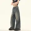 Jeans de Pierna Recta Sueltos Lavados y Desgastados Estilo Retro Americano para Mujer Tendencia de Otoño Nuevos Pantalones Casuales Sueltos de Pierna Ancha