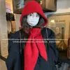 Chapéu e Cachecol Estilo Coreano Ins Tudo-em-Um Chapéu de Tricô Quente para Mulheres Proteção de Orelha de Inverno Balaclava Chapéu de Lã