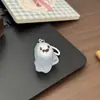 Llavero de fantasma colorido que brilla en la oscuridad para Halloween, linda decoración para mochila, accesorio favorito y regalo para estudiantes y niñas