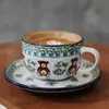 Juego de Tazas de Café Retro Jingdezhen Taza Cerámica Pequeña Europea Creativa Set de Té de la Tarde Pastoral Flor
