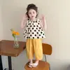 Ropa de Verano para Niñas Vestido sin Mangas de Lunares con Lazo 2026 Nuevo Estilo Pantalones Casuales Elegantes y a la Moda para Niñas Pequeñas Ropa de Bebé
