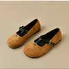 Sapatos Mary Jane Redondos com Tira em T Estilo Retro Japonês para Mulheres, Novos Loafers Versáteis de Camurça Outono e Inverno 2025