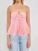 Moda Feminina Europeia e Americana de Verão Aliexpress Transfronteiriça Elegante Top Tubo Floral Estampado com Amarração Sexy nas Costas