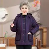Jaqueta de Algodão Acolchoada de Inverno da Vovó com Forro de Lã, Casaco Espesso com Capuz para Mulheres de Meia-Idade e Idosas, Roupa de Outono e Inverno para Senhoras Idosas