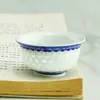 Taza de Té de Porcelana Azul y Blanca Fina Hueca y Exquisita Yue Rui Nudo Chino Transparente Taza Individual Feliz Cerámica Kung Fu Taza Personal para el Hogar