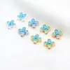 Pulsera de Flores de Cuatro Hojas con Piedra Turquesa Inlaidada con Perlas Espaciadoras de Zirconia de Oro Real de 18K que Conserva el Color Pulsera Collar Accesorios DIY C45