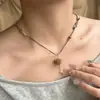 Popular Collar con Colgante de Cubo de Azúcar Turrón Natural con Cordón Trenzado de Hilo de Algodón, Cadena para Clavícula de Diseño Nicho, Accesorio de Cuello Estilo Vintage