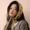 Cachecol Pequeno de Tricô com Bolinhas Personalizado Estilo Coreano para Mulheres na Moda Outono e Inverno Design Moderno Cadarço Proteção para Orelhas Earmuffs