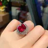 Europa e Estados Unidos popular simulação anel vermelho colar brincos conjunto de joias criativo todo Diamante luxo cravação principal 12*16