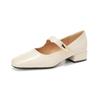 Zapatos Mary Jane Planos Estilo Francés Waiwai Girl 831-3 para Mujer, Zapatos de Tacón Medio Grueso Escotados, Zapatos Cómodos para el Trabajo para Mujer