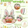 Cartel de Madera de Pascua Nuevo Producto Transfronterizo con Diseños Creativos de Conejo, Zanahoria y Flores para Decoración de Bienvenida