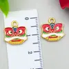 Estilo Chino Danza del León Tradicional Arena Oro Accesorios, Colgantes Esmalte Azul Quemado, Pulsera y Collar DIY Piezas de Joyería de Aleación