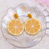 Nuevos aretes grandes de tuerca de limón naranja moda Diario verano fruta acrílico color aretes mujer