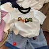 Camisetas de Manga Corta de Algodón Puro para Niños y Niñas, Nuevo Estilo Veraniego Infantil con Bloques de Color, Camisetas Infantiles de Media Manga Estilo Dibujos Animados para Bebés