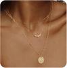 Collar de Círculos Irregulares Multicapa Transfronterizo Cobre Electrochapado Oro Real de 14K Gargantilla Apilada Joyería para Mujer
