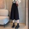 Falda Plisada de Verano para Mujer, Diseño Nuevo, de Cintura Alta, Longitud Media, Cubre Cadera, Falda de Paraguas Línea A, Media Falda Negra
