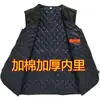 Colete Masculino Outono e Inverno para Meia-idade e Idosos com Acolchoamento de Algodão e Espessamento, Colete Multibolsos para Pesca, Fotografia, Pai, Colete de Algodão Masculino