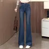 Jeans de Cintura Alta para Mujer 2026 Otoño Nuevo Estilo Adelgazantes Ajustados al Cuerpo Micro-acampanados Pierna Ancha Casual de Campana Elásticos Largos