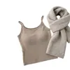 Camisola de color sólido para otoño e invierno con tirantes finos de tela cepillada, espalda hermosa y copas incorporadas, chaleco cálido push-up de copa fija para mujer