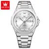 Relógio marca Oulishi, mesmo estilo do Audemars Piguet, ultrafino, calendário duplo, pulseira de aço, relógio masculino de quartzo moderno, luminoso, relógio à prova d'água