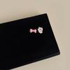 Aretes de Flor Pintada Rosa con Aguja de Plata S925 Coreanos Dulces Femeninos de Corazón Mariposa Casuales y Más Fáciles de Combinar