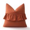 Falda de Lino Empalmada Cojín Estilo Japonés Wabi-Sabi Funda de Cojín Lisa con Volantes Modelo Habitación Sala de Estar Cojín para Sofá